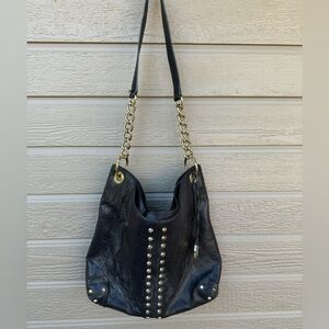 Michael Kors MK Uptown Astor Handbag Purse Black Leather Gold Hardware